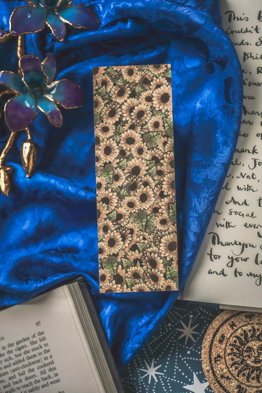 Tigers Eye stone with Sunflower - Leo Birthstone Bookmark