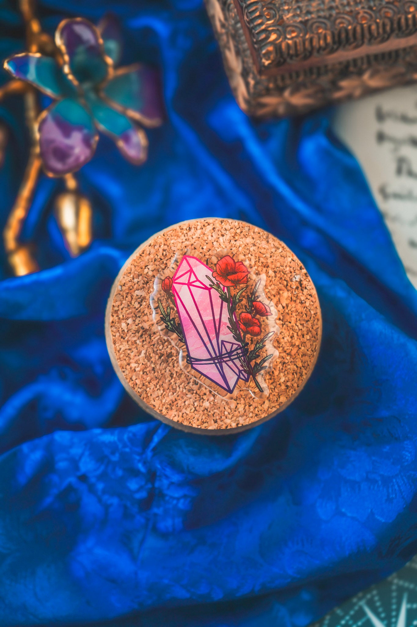 Rose Quartz Crystal Acrylic Pin