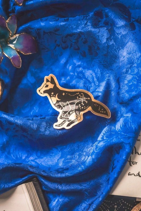 Celestial Wolf Gold Sticker