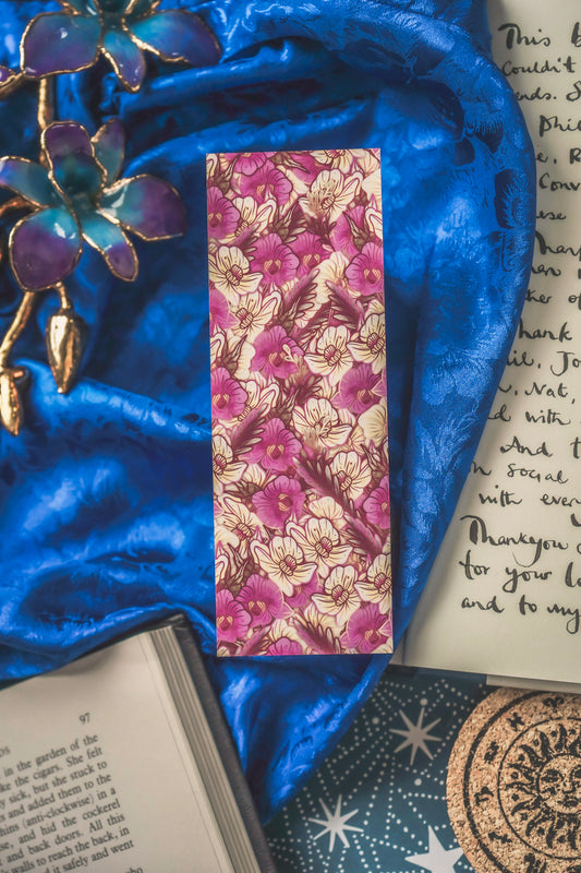 Garnet stone with orchids - Aquarius Birthstone Bookmark