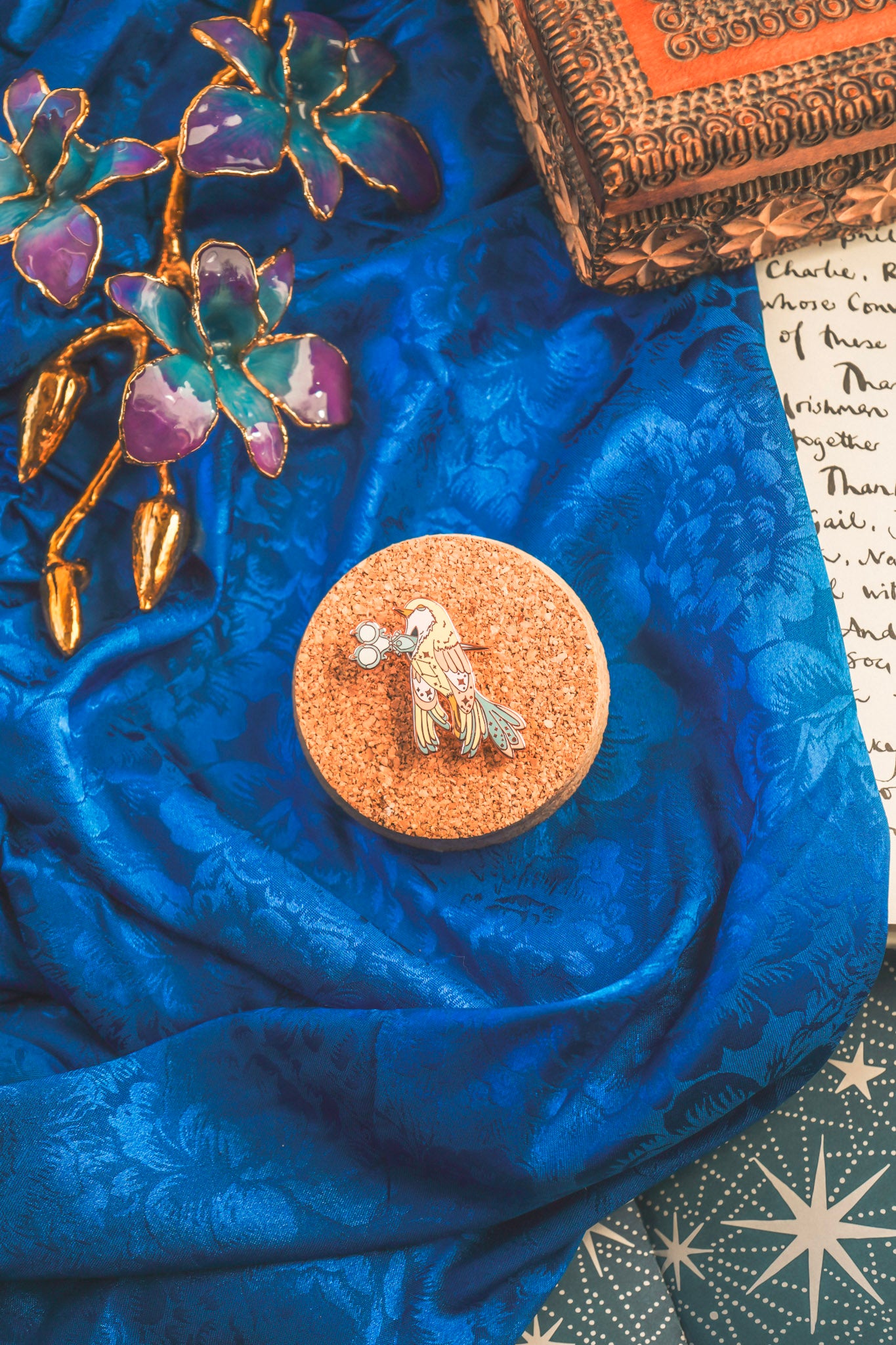 Pastel Goth Bird Scissors Enamel Pin