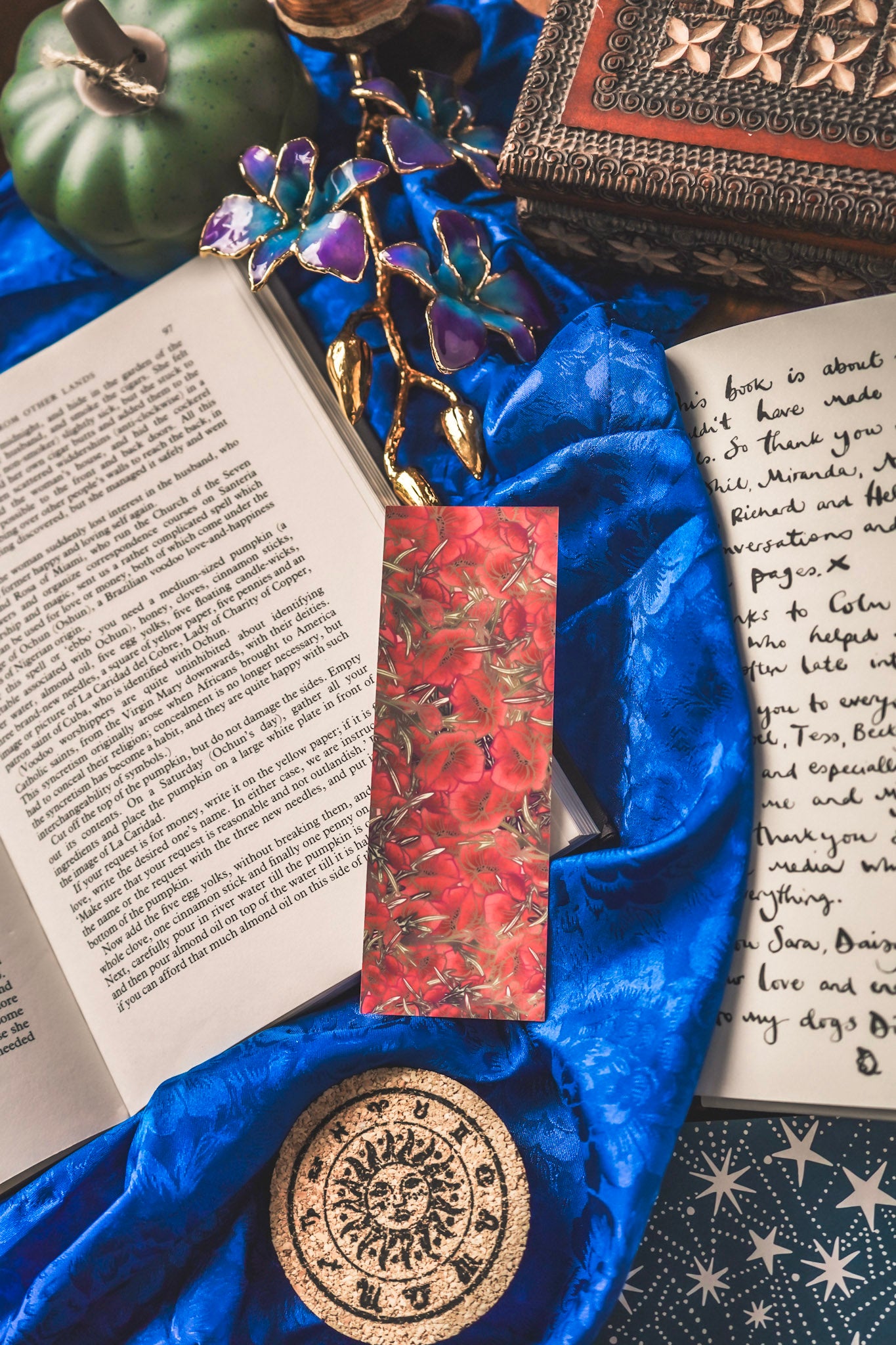 Rose Quartz with Poppies - Taurus Birthstone Bookmark