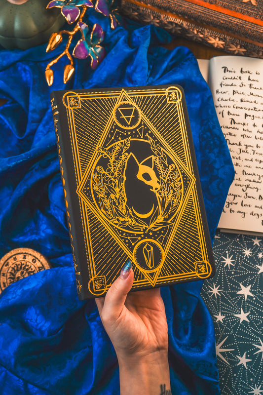 A5 Gold Foil Celestial Cat Skull Journal
