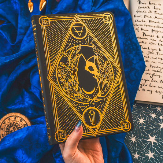 A5 Gold Foil Celestial Cat Skull Journal bonesandgardens