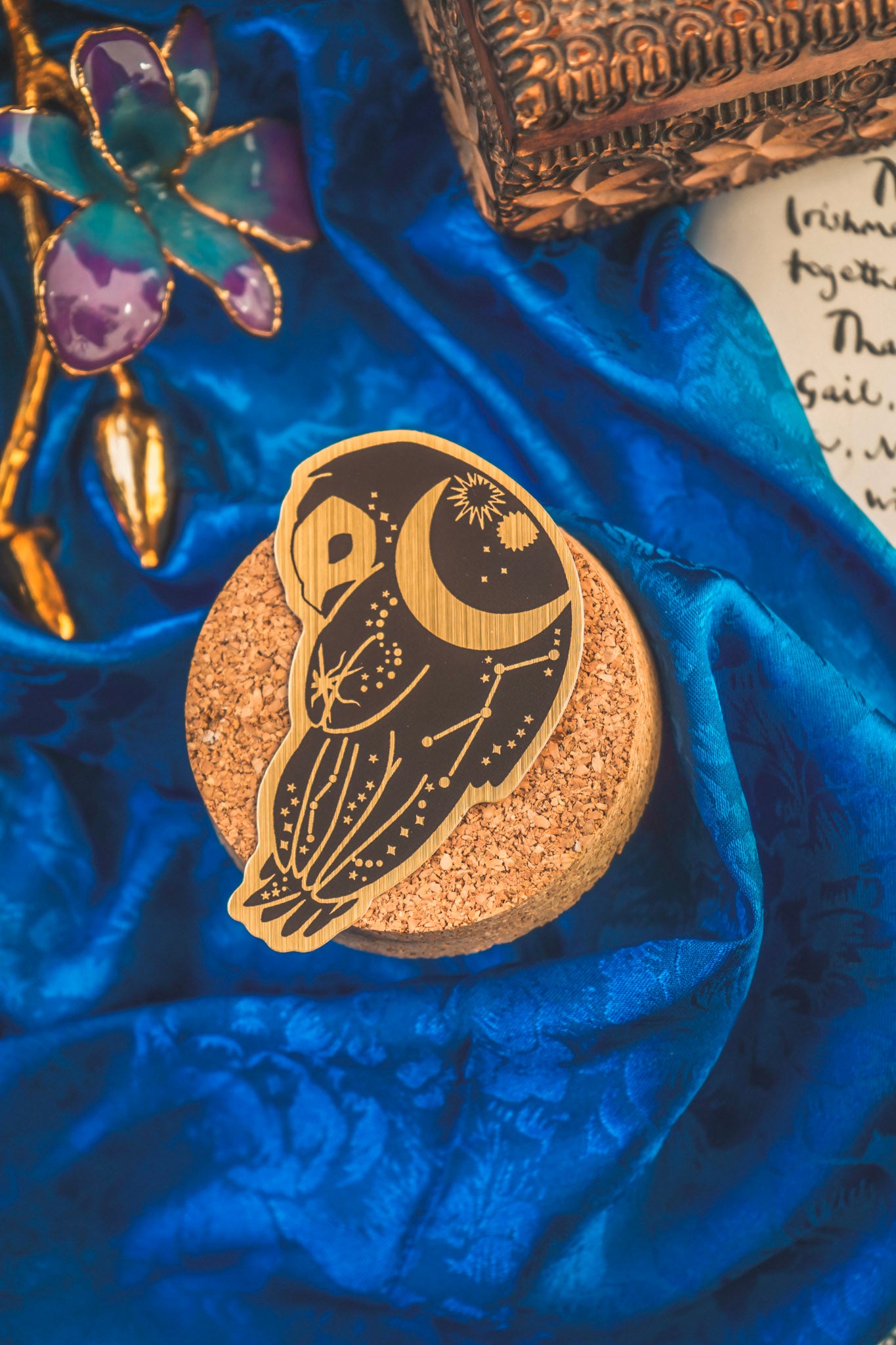 Celestial Owl Gold Sticker