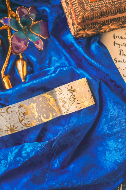 Celestial White Gold Foil Washi Tape