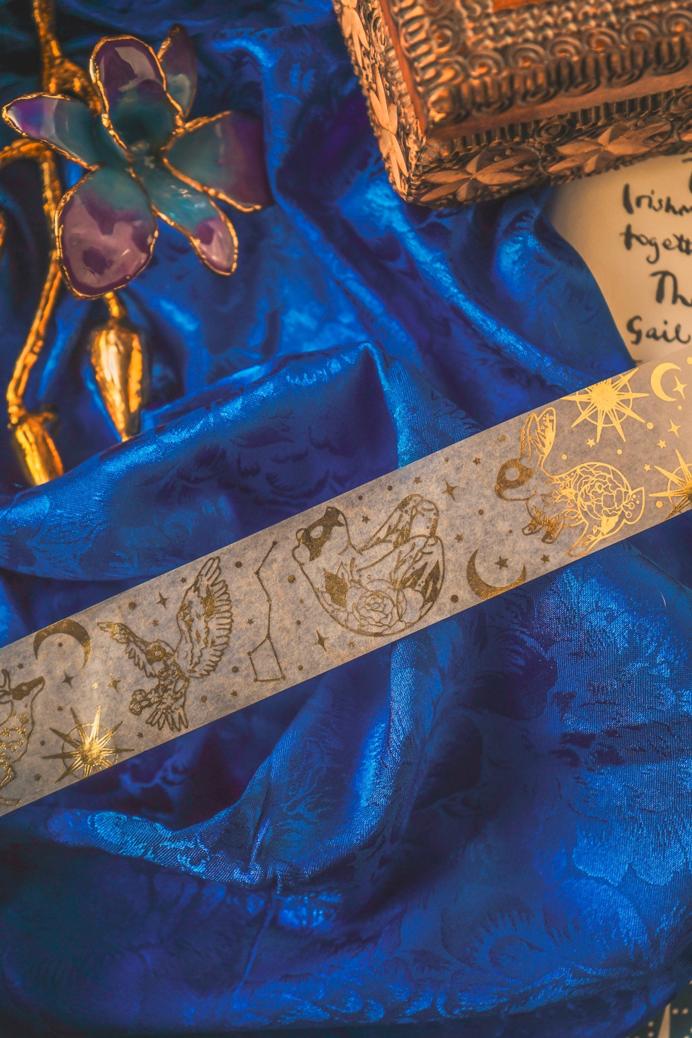 Celestial White Gold Foil Washi Tape bonesandgardens