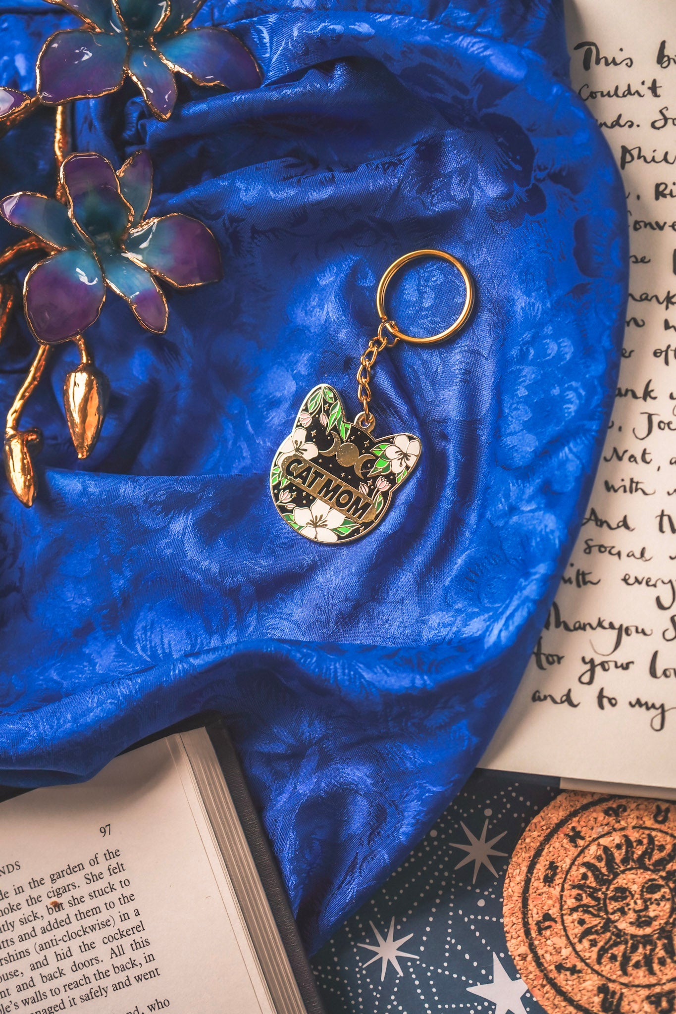 Cat Mom Celestial Keychain