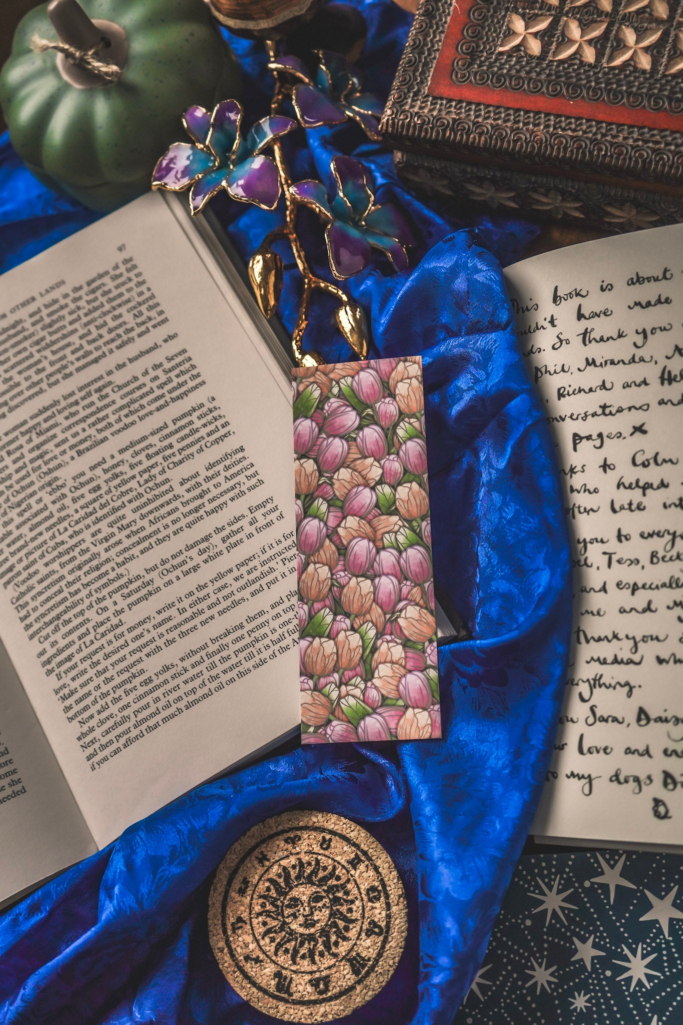 Diamond stone with Tulips - Aries Birthstone Bookmark