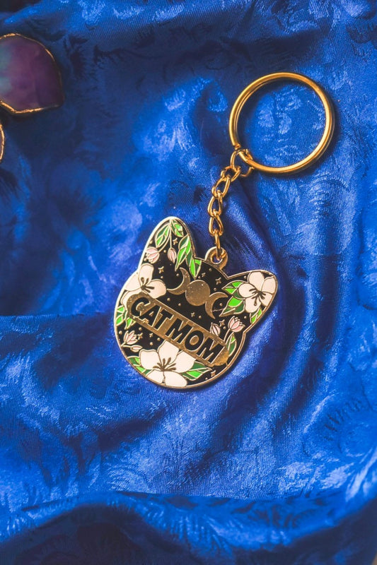 Cat Mom Celestial Keychain