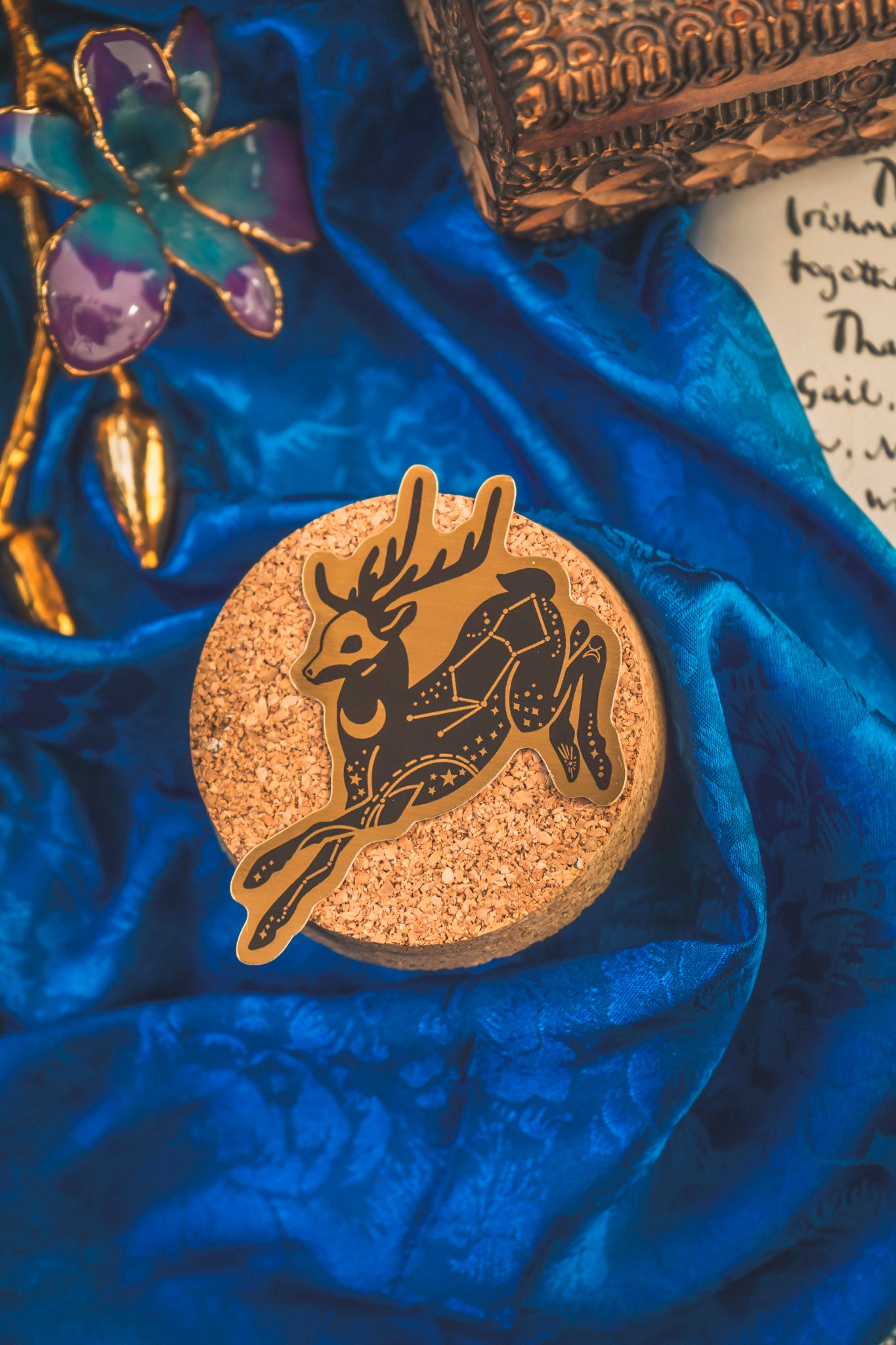 Celestial Deer Gold Sticker