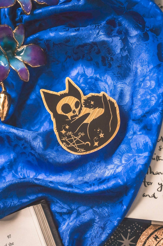 Cat Skull Gold Sticker