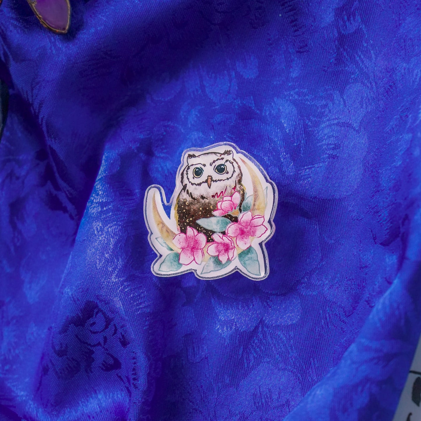 Moon Owl - Mini Acrylic Pin bonesandgardens