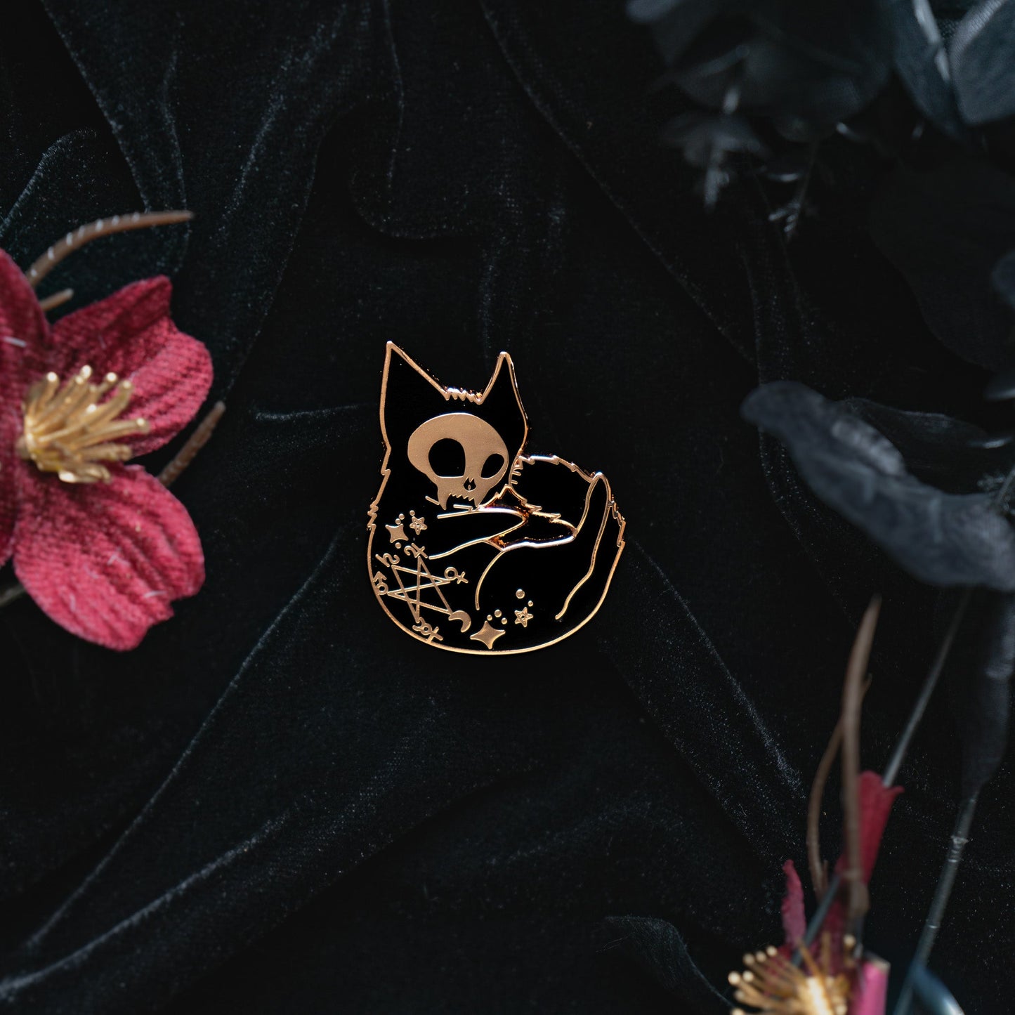 Witchy Swirl Cat - Enamel Pin bonesandgardens