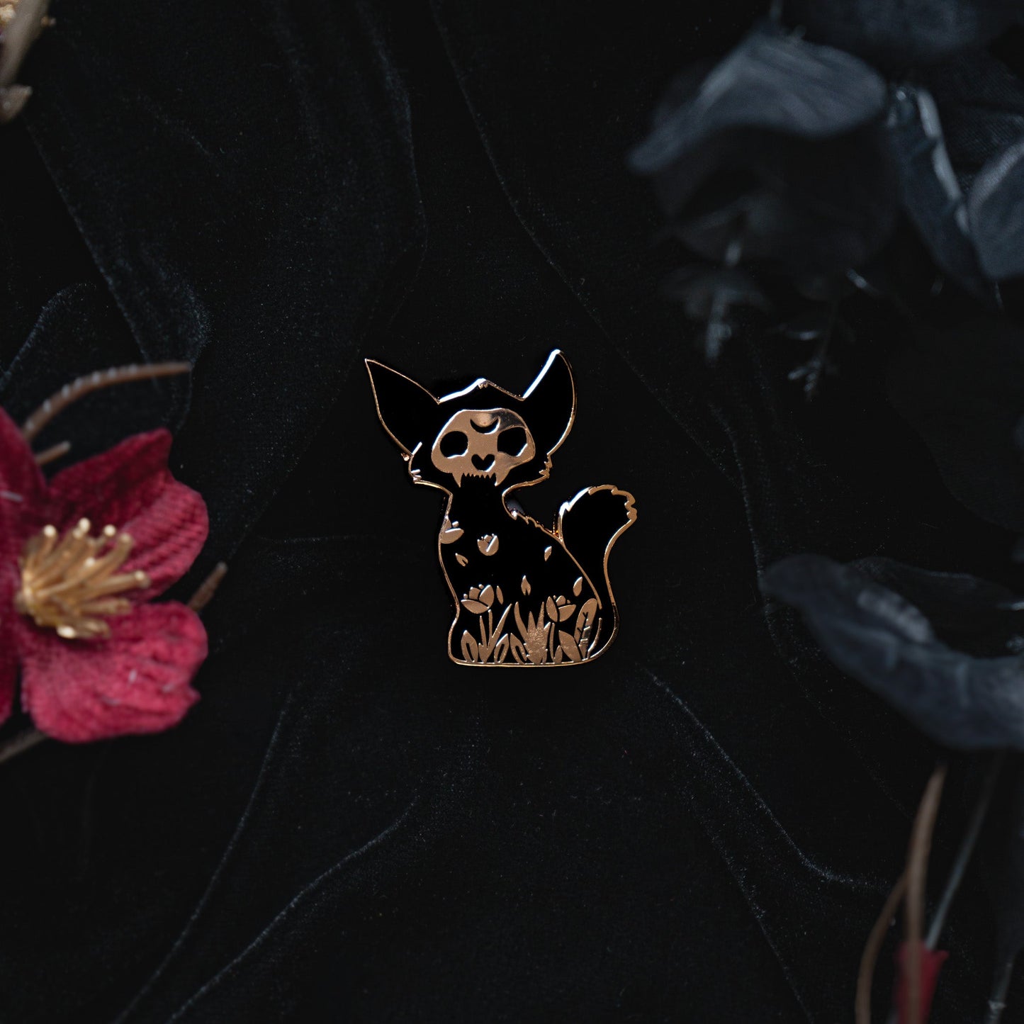 Witchy Black Cat - Enamel Pin bonesandgardens