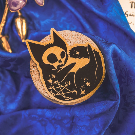 Cat Skull Gold Sticker bonesandgardens