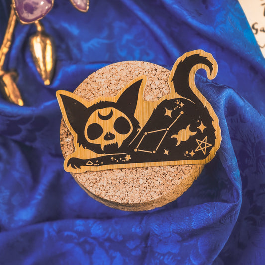 Celestial Cat Skull Gold Sticker bonesandgardens