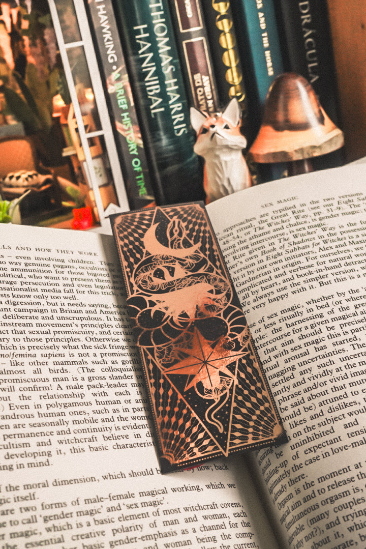 Snake Moon Star and Sun Gold Bookmark