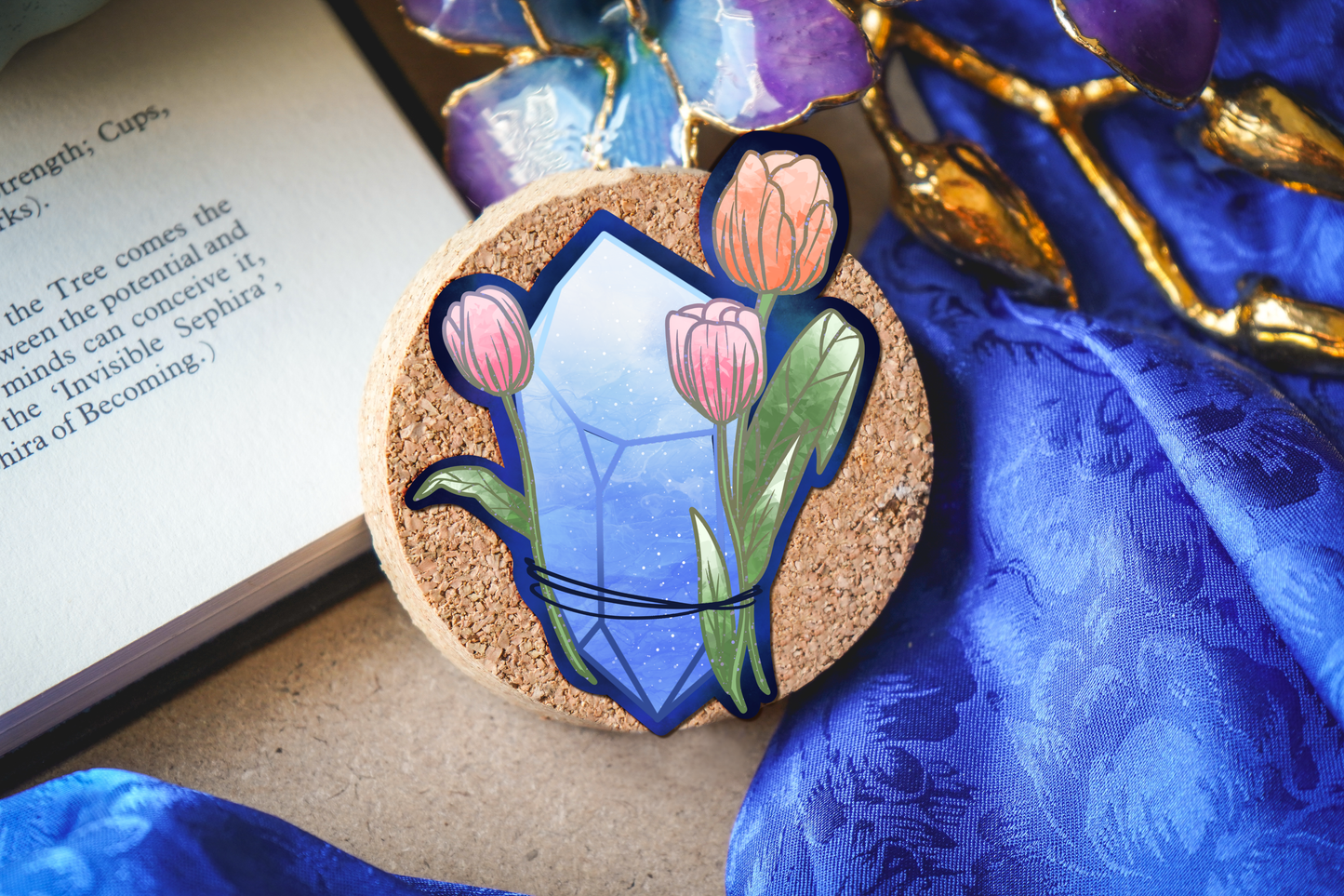 Diamond stone with Tulips Sticker