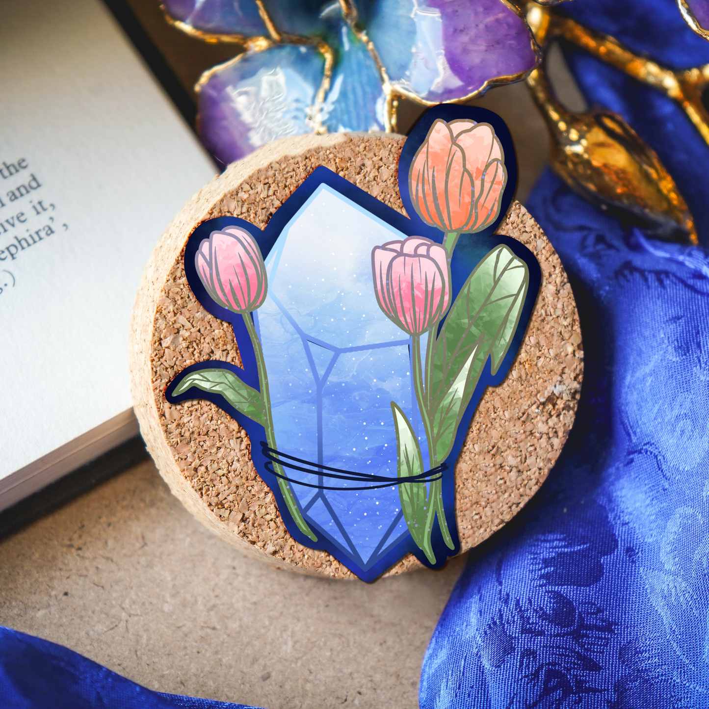 Diamond stone with Tulips Sticker