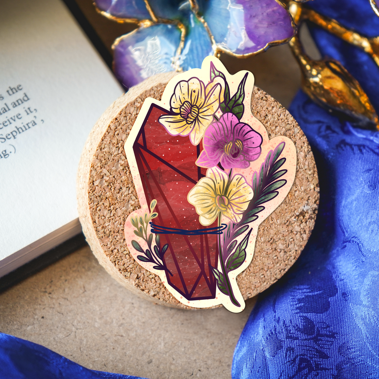 Garnet with Orchids Sticker