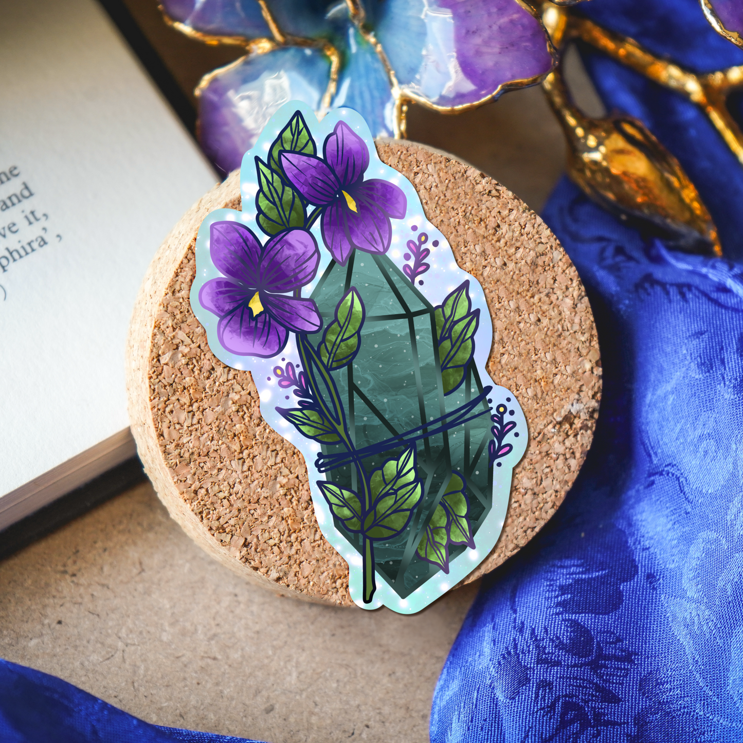 Jade with Violets Sticker