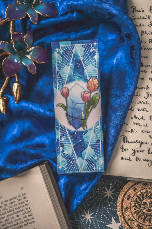 Diamond stone with Tulips - Aries Birthstone Bookmark