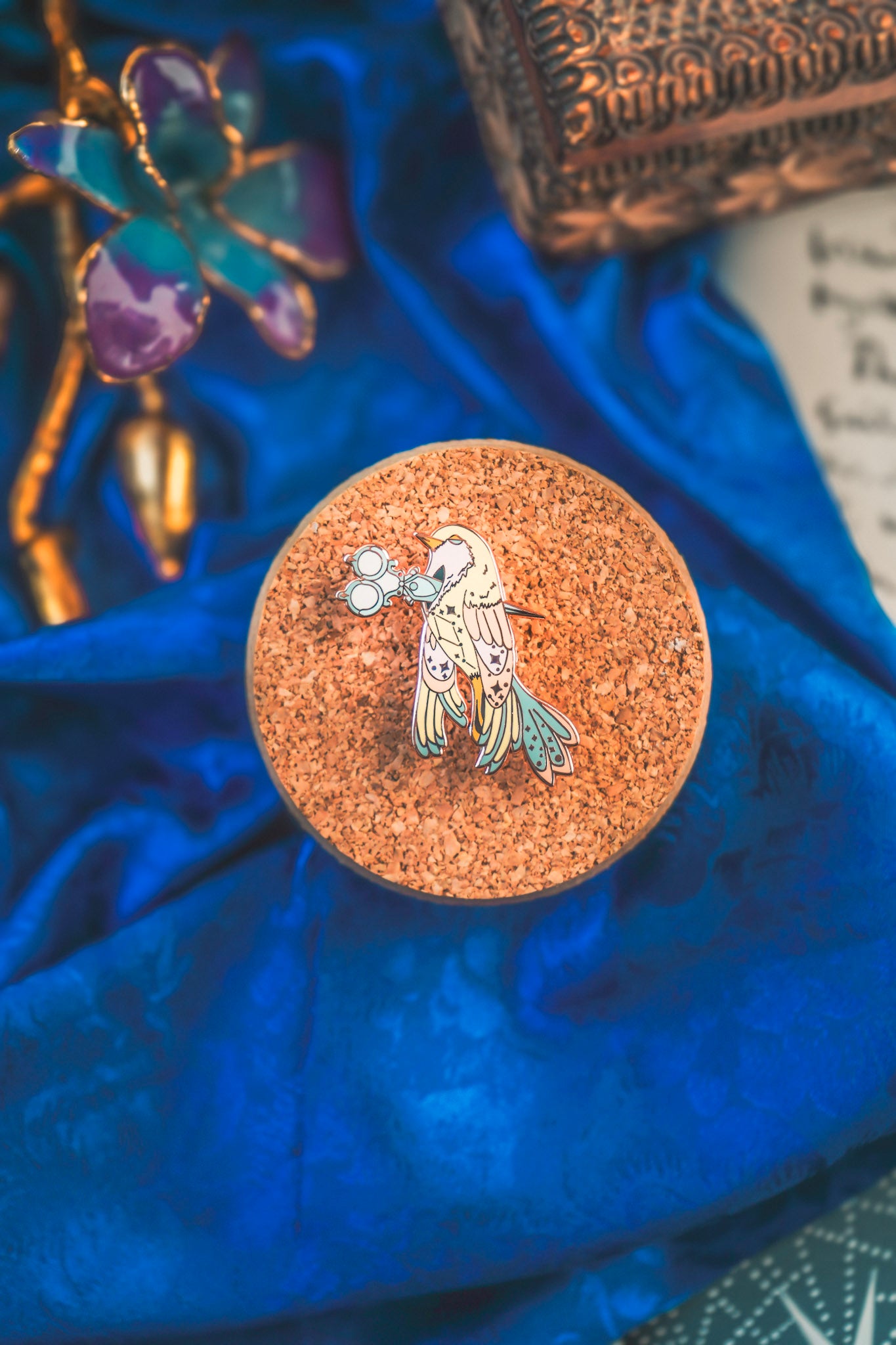 Pastel Goth Bird Scissors Enamel Pin