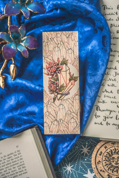 Topaz stone with Chrysanthemum - Scorpio Birthstone Bookmark