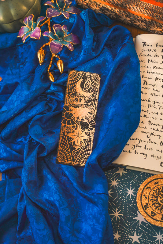 Snake Moon Star and Sun Gold Bookmark