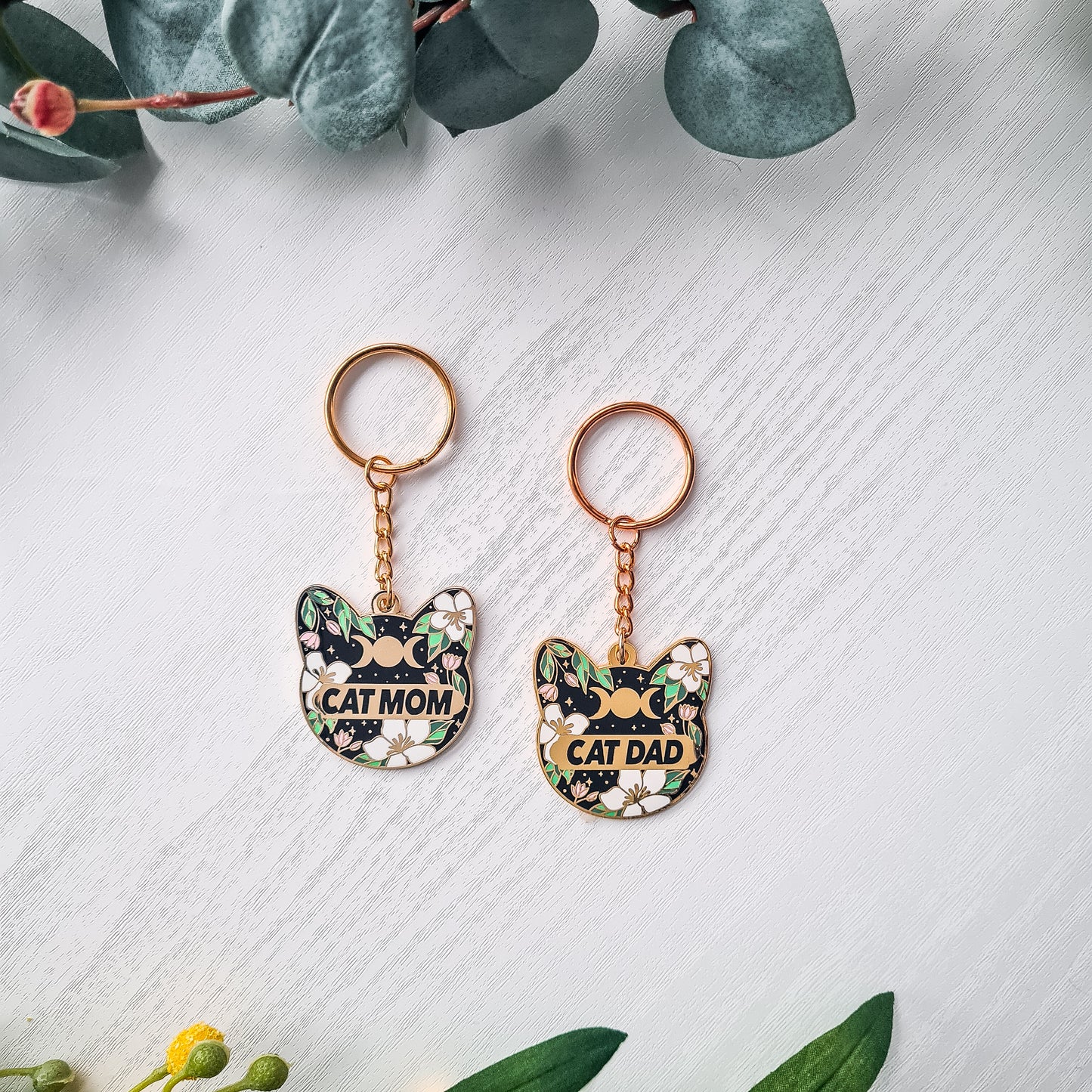 Cat Mom and Cat Dad Keychain Bundle