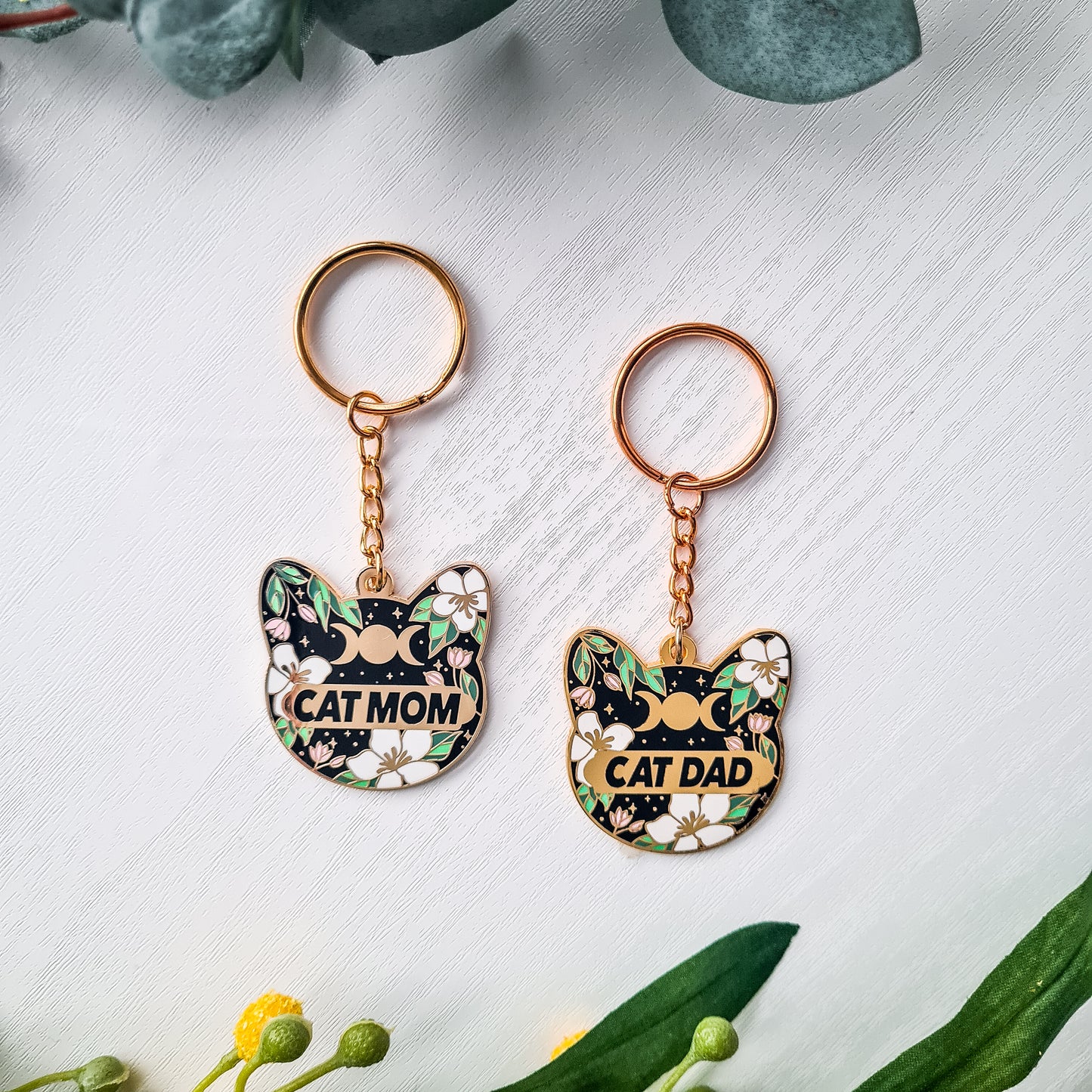 Cat Mom and Cat Dad Keychain Bundle