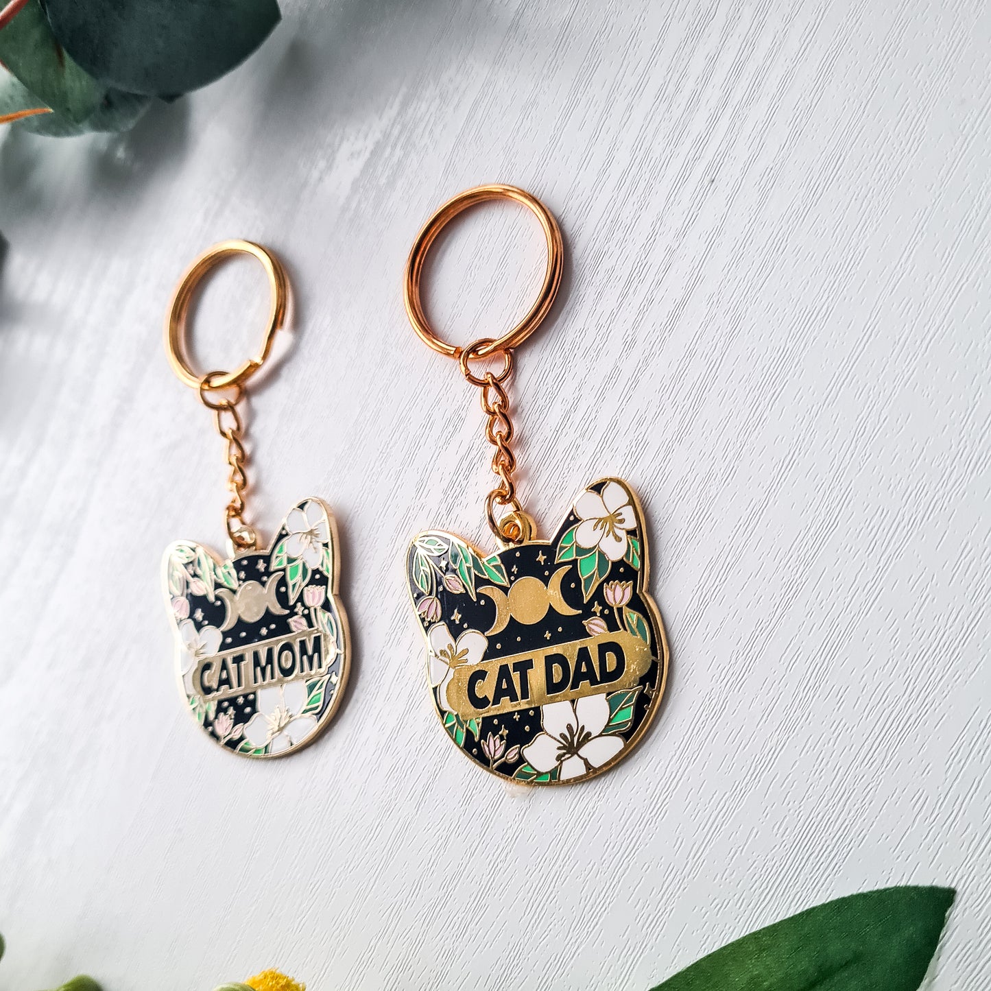 Cat Mom and Cat Dad Keychain Bundle