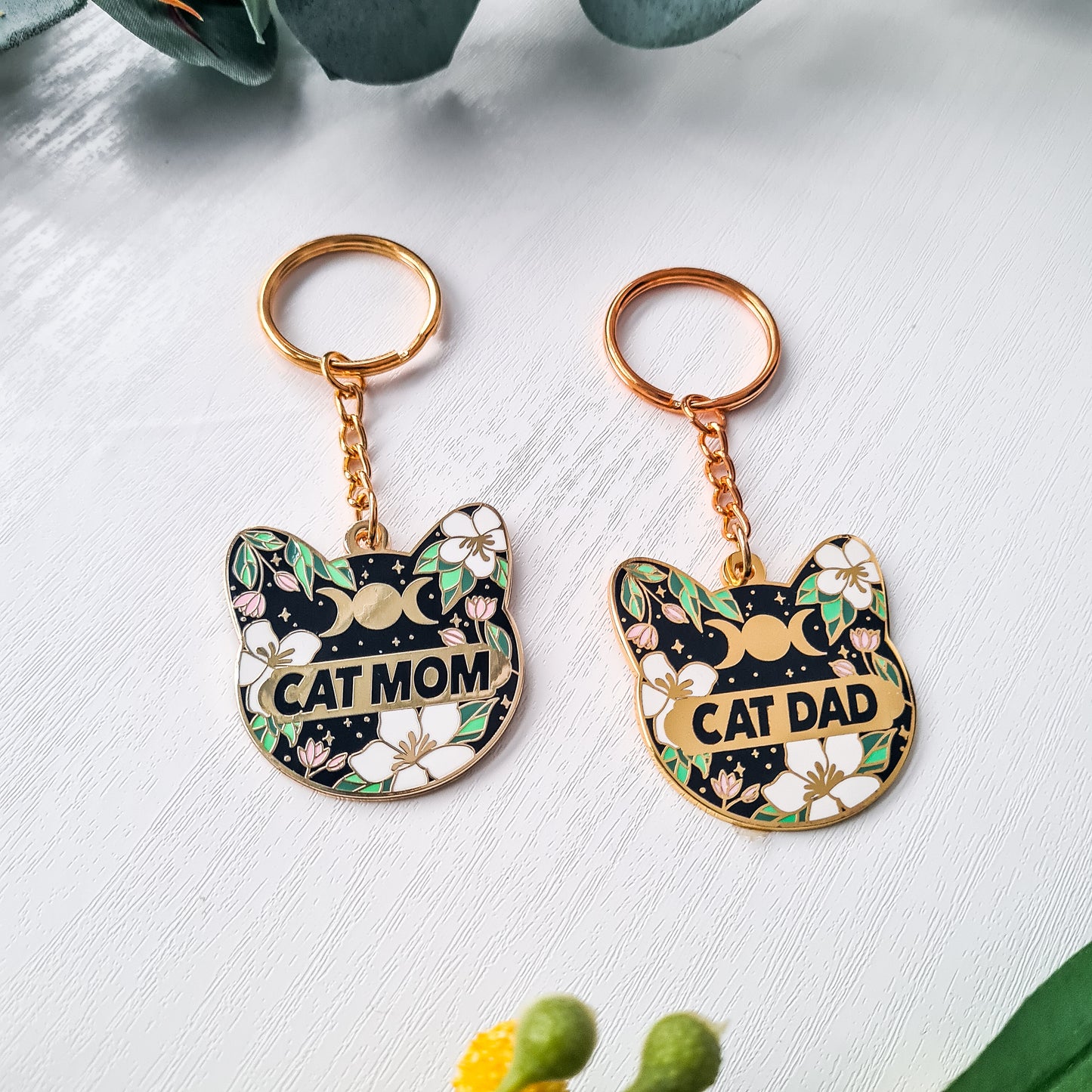 Cat Mom and Cat Dad Keychain Bundle