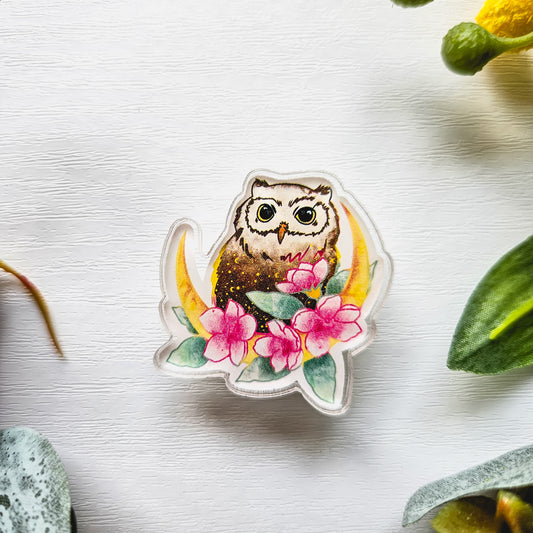 Moon Owl Mini Acrylic Pin