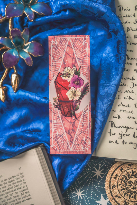 Garnet stone with orchids - Aquarius Birthstone Bookmark