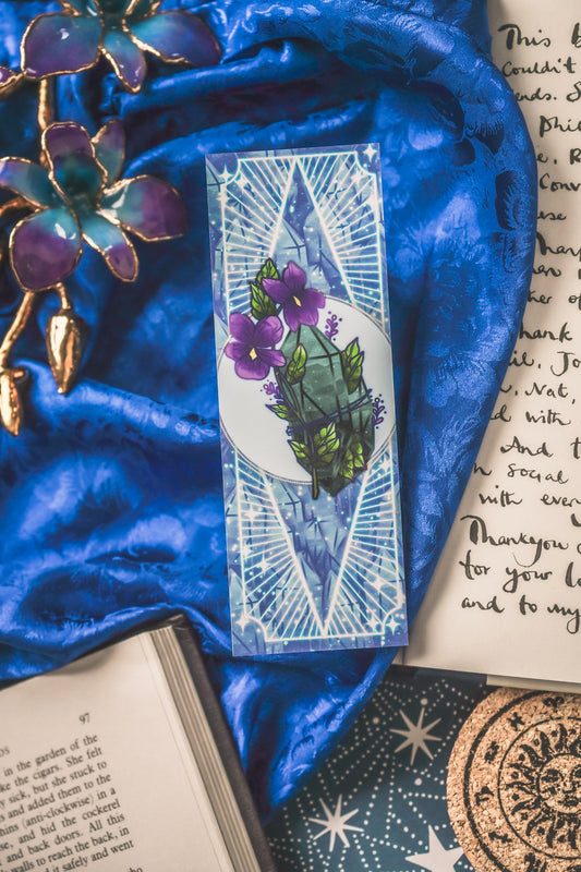 Jade stone with Violets - Virgo Birthstone Bookmark