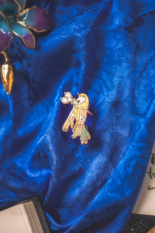 Pastel Goth Bird Scissors Enamel Pin