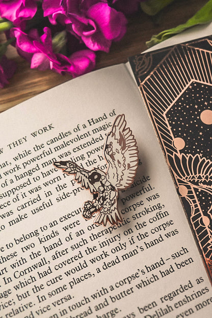 White Floral Owl Pin
