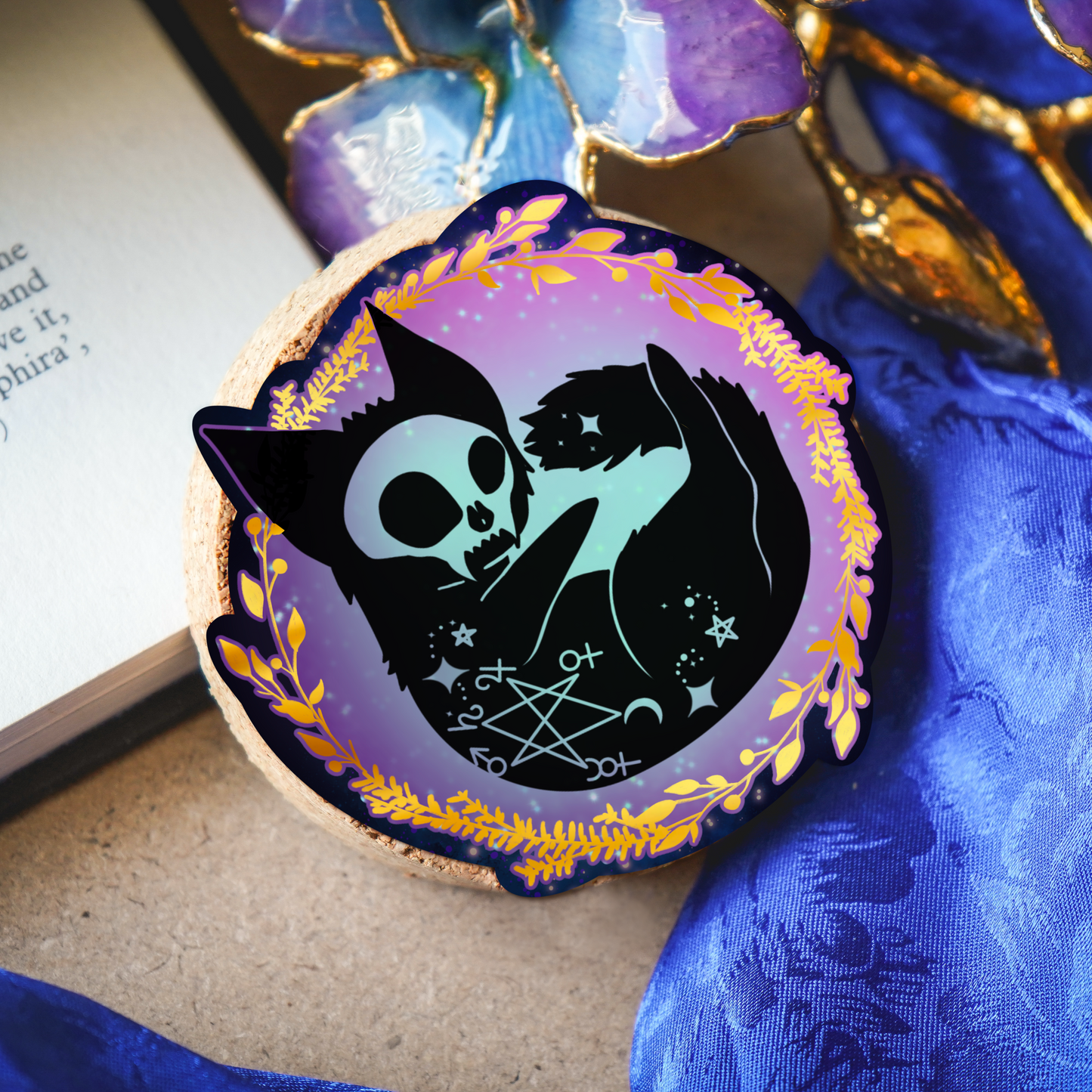 Celestial Cat Skull Sticker