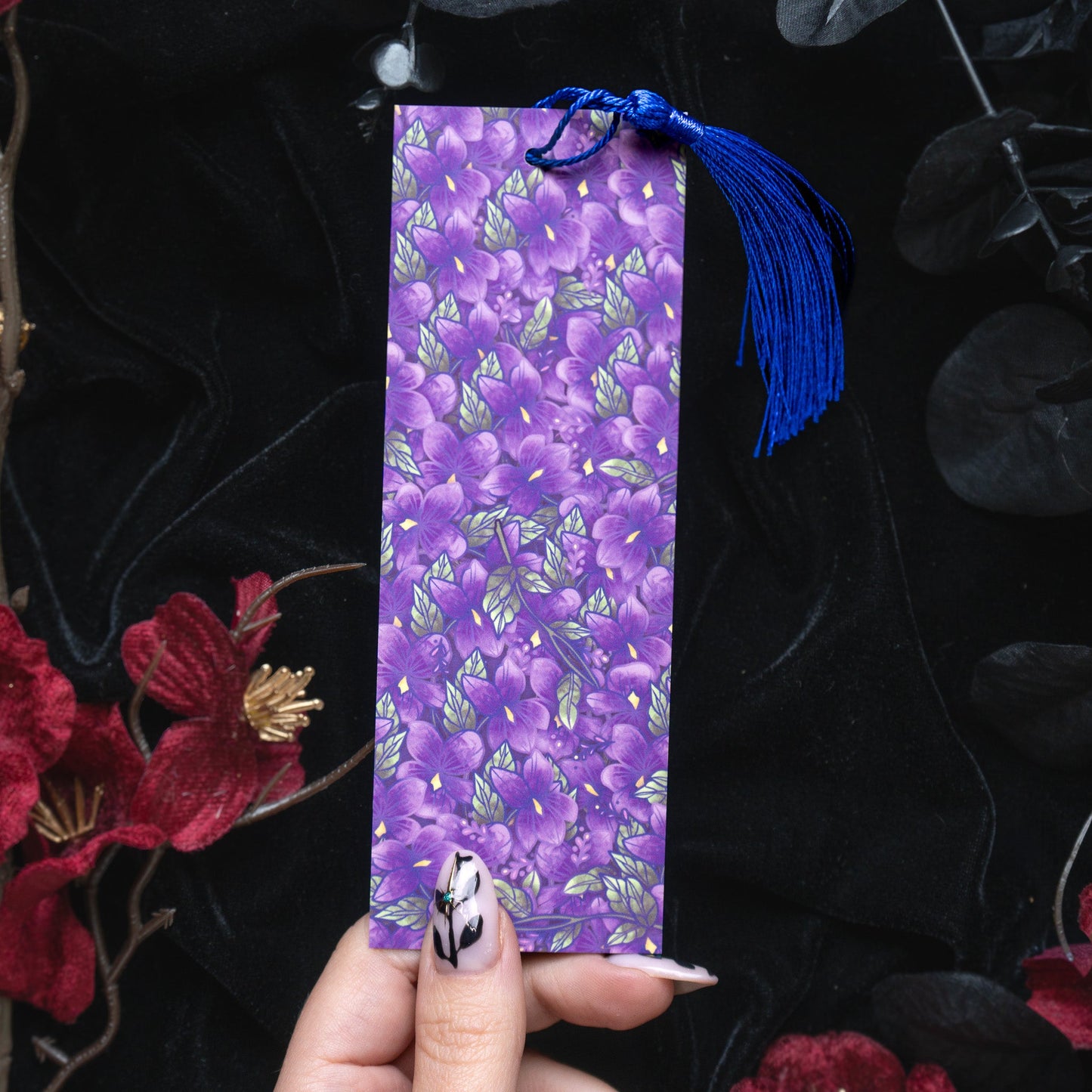 Jade stone with Violets - Virgo Birthstone Bookmark bonesandgardens