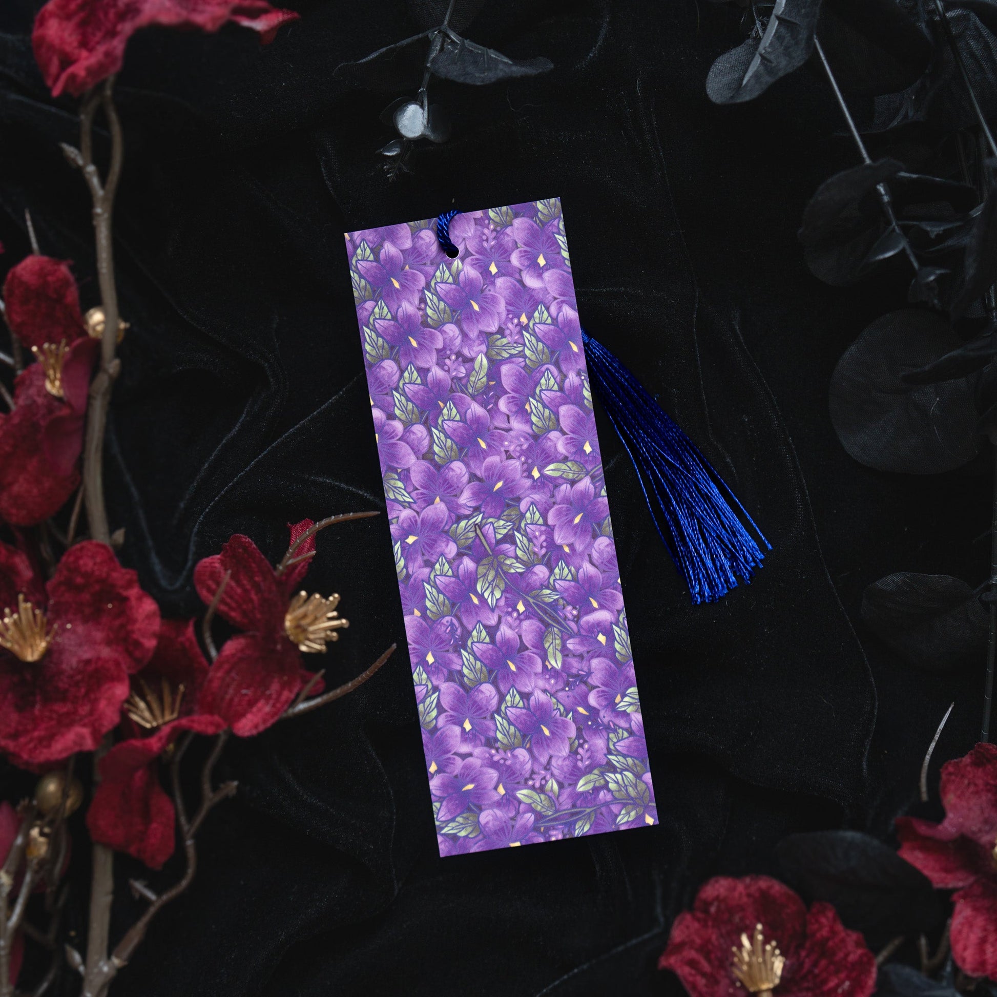 Jade stone with Violets - Virgo Birthstone Bookmark bonesandgardens