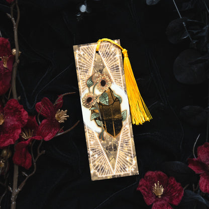 Tigers Eye stone with Sunflower - Leo Birthstone - Bookmark bonesandgardens