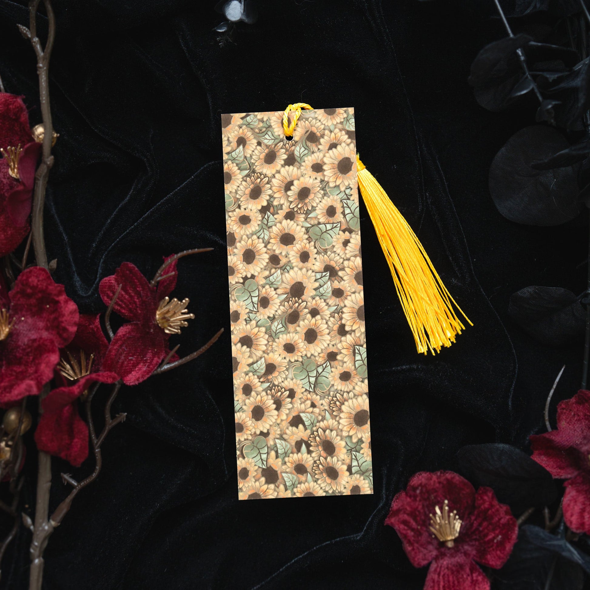 Tigers Eye stone with Sunflower - Leo Birthstone - Bookmark bonesandgardens
