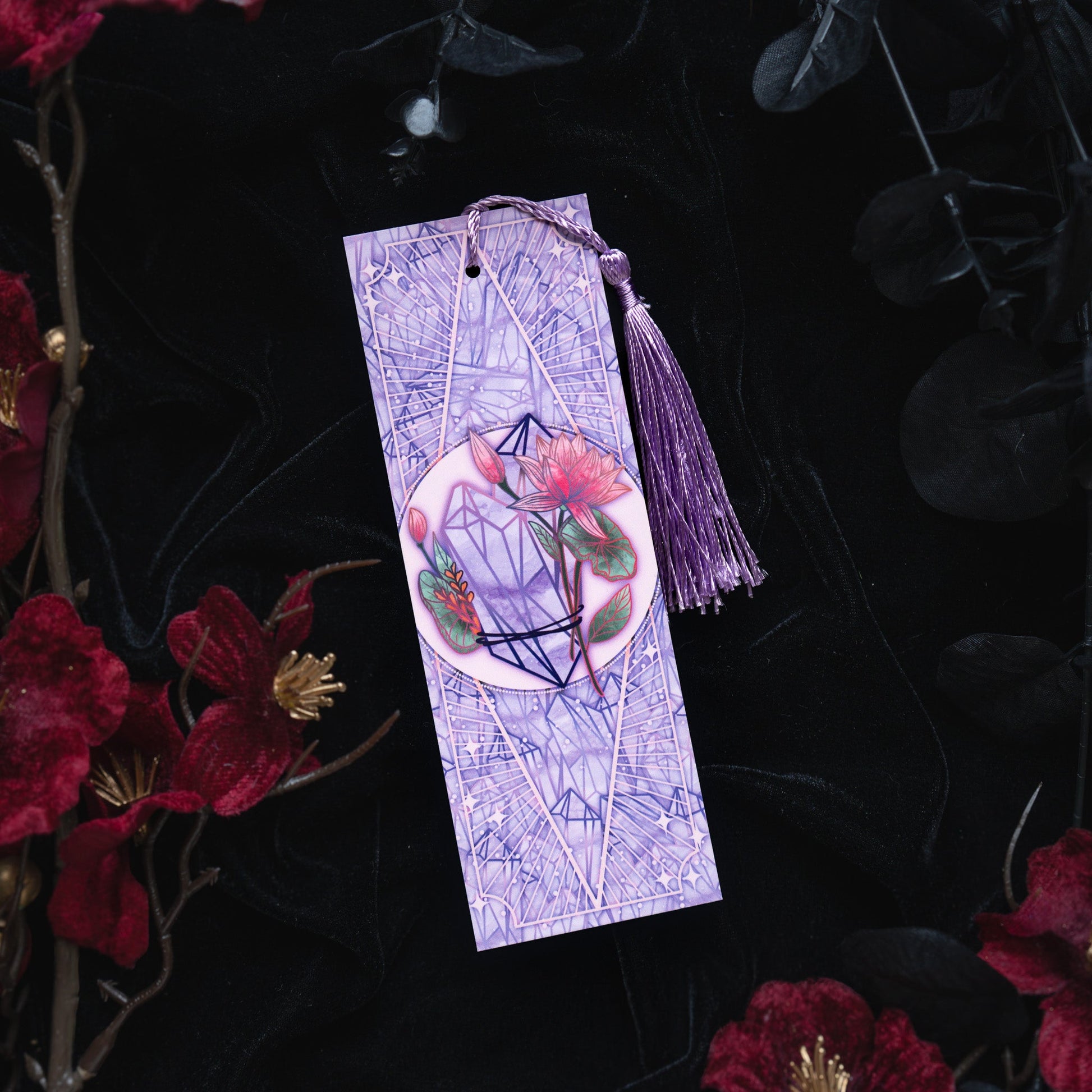 Amethyst with Lotus flower - Pisces Birthstone - Bookmark bonesandgardens