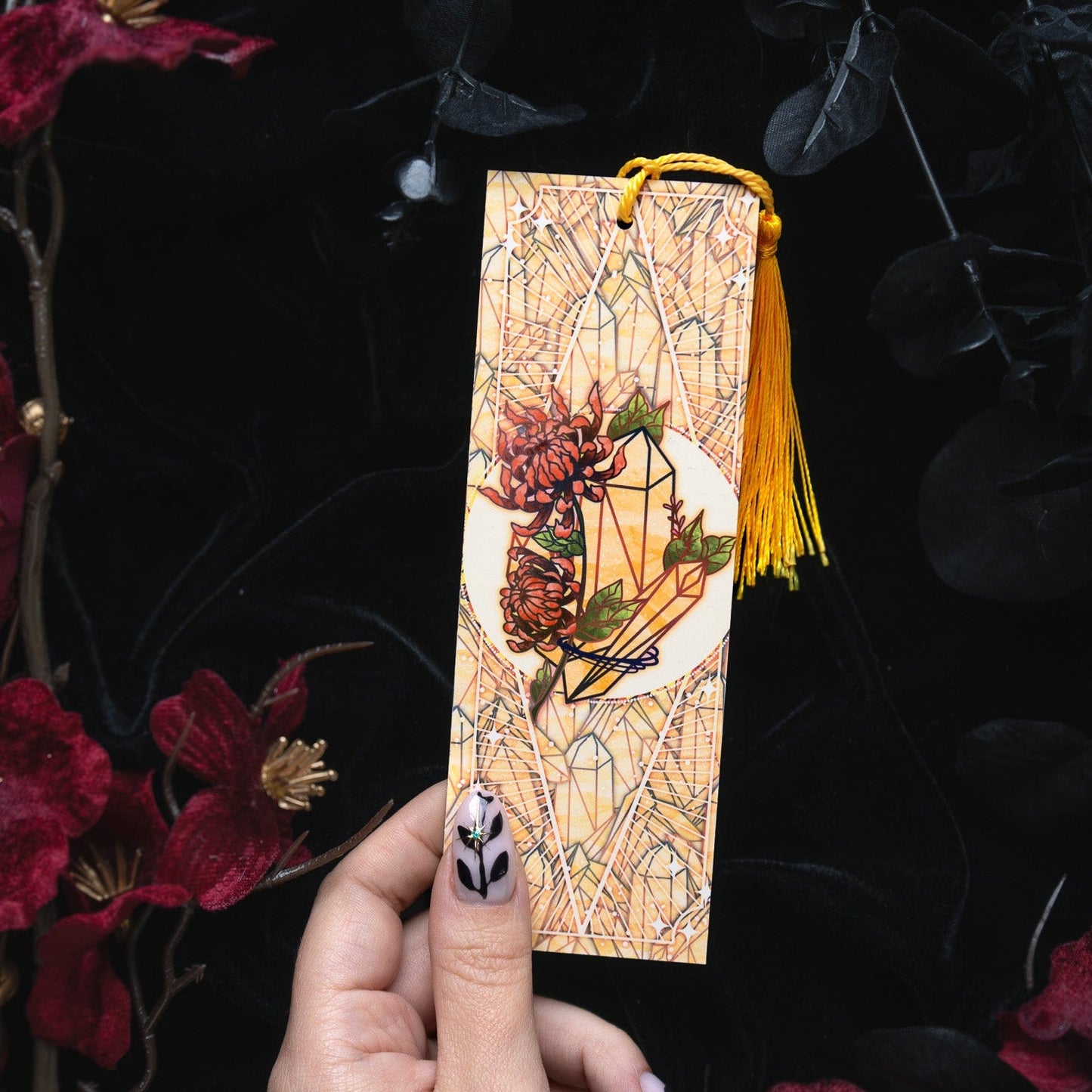 Topaz stone with Chrysanthemum - Scorpio Birthstone Bookmark bonesandgardens