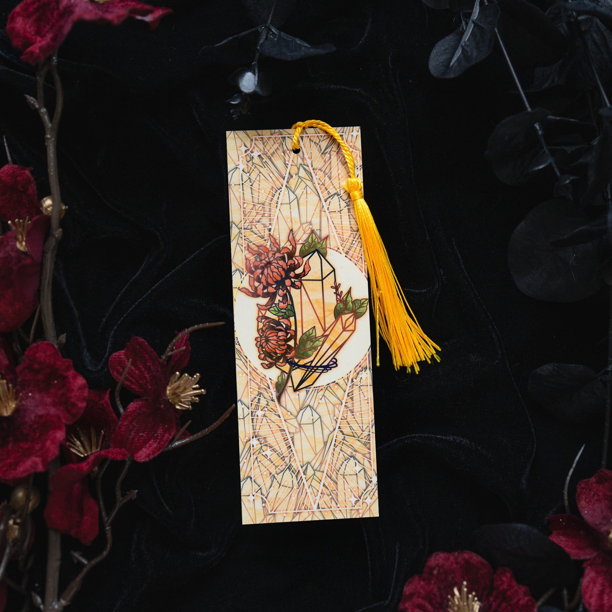 Topaz stone with Chrysanthemum - Scorpio Birthstone Bookmark bonesandgardens