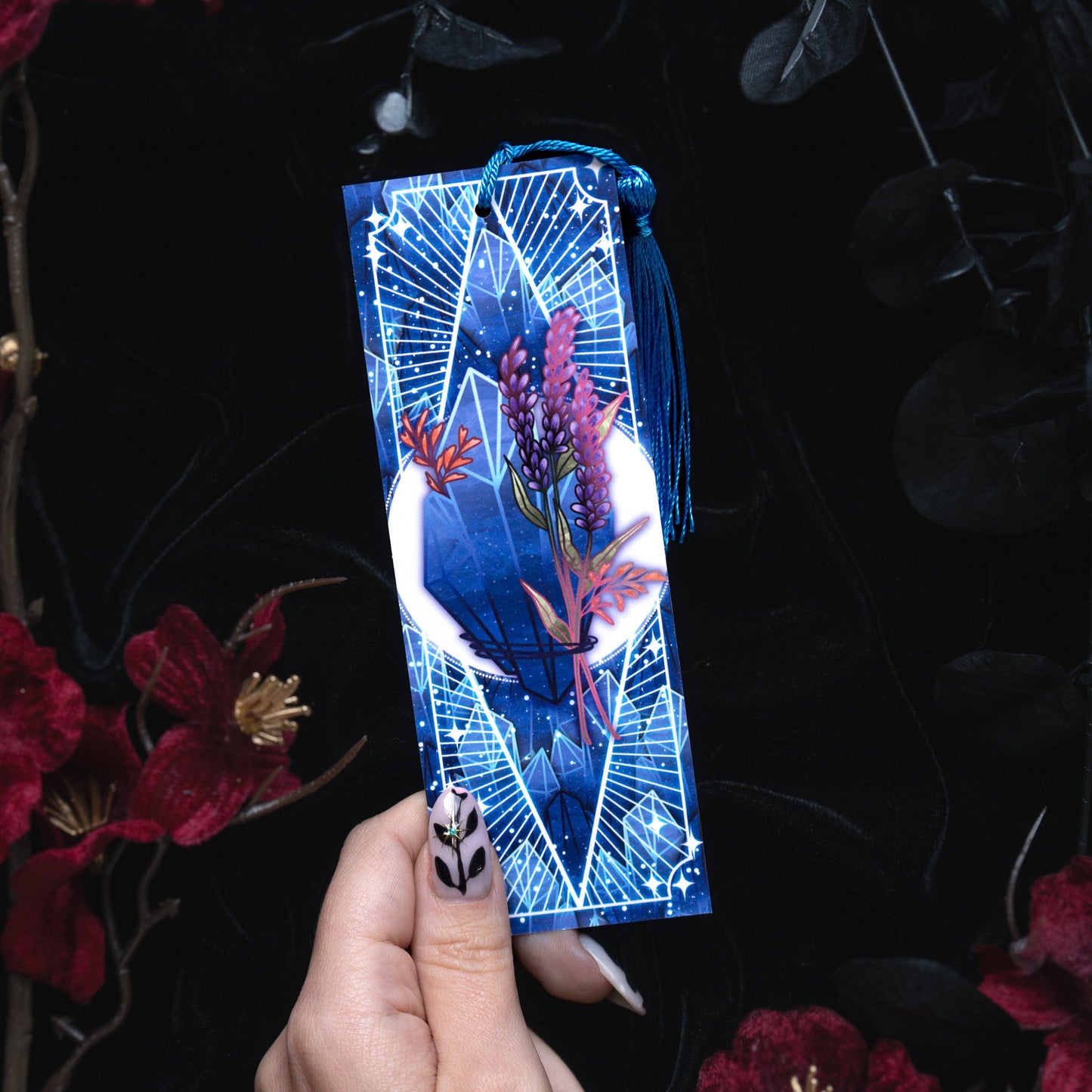 Sodalite stone with Lavenders - Sagittarius Birthstone - Bookmark bonesandgardens