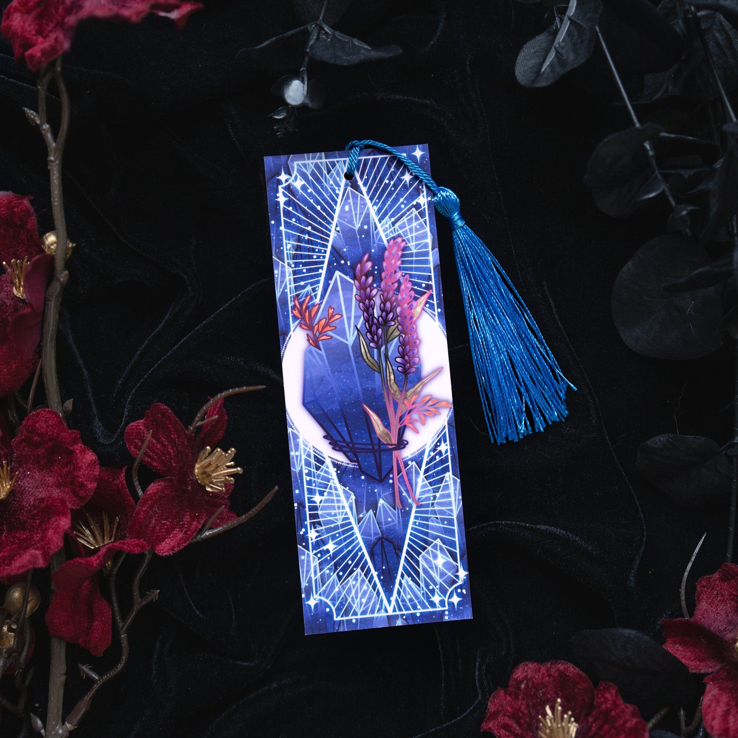 Sodalite stone with Lavenders - Sagittarius Birthstone - Bookmark bonesandgardens