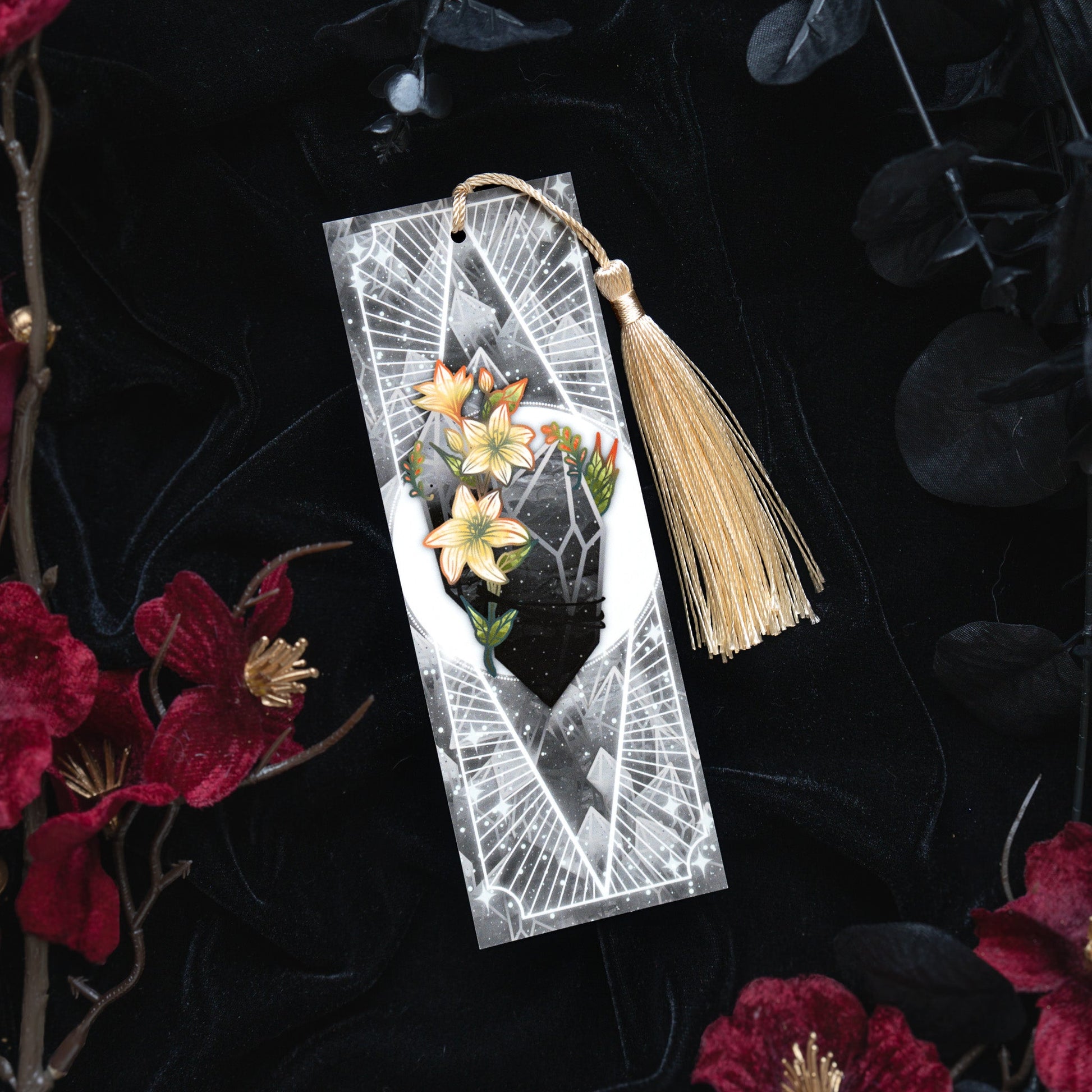 Onyx with Jasmines - Capricorn Birthstone - Bookmark bonesandgardens